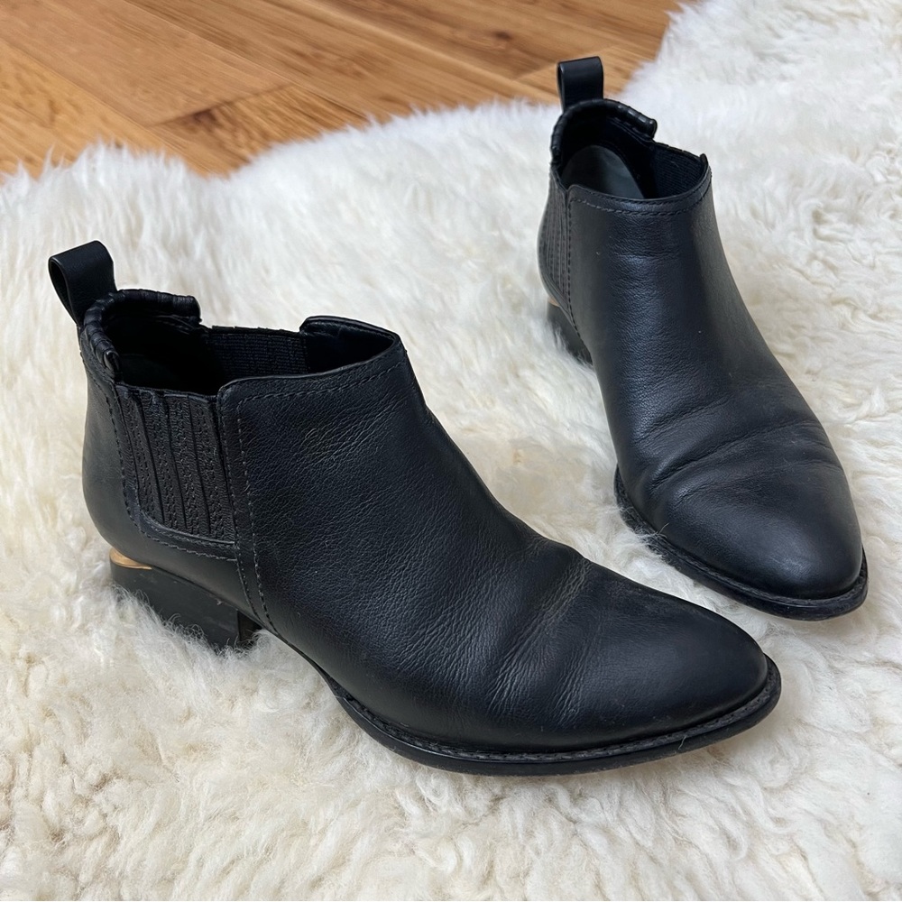 Alexander Wang Kori Leather Ankle Boots Size 6 Black